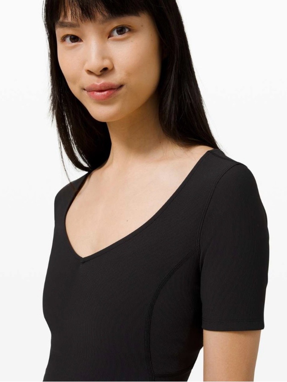 LULULEMON Ribbed Contoured V-Neck Yoga Short Sleeve Shirt size 6 - Picture 3 of 7